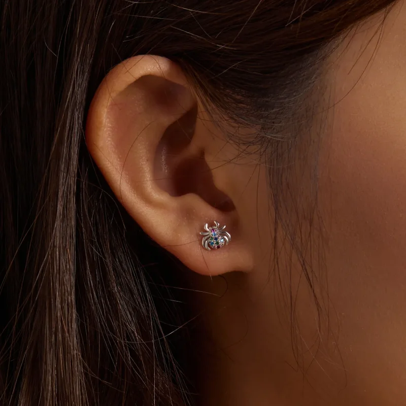 (image for) Pandora Style Colorful Spider Stud Earrings - BSE561 - View 8