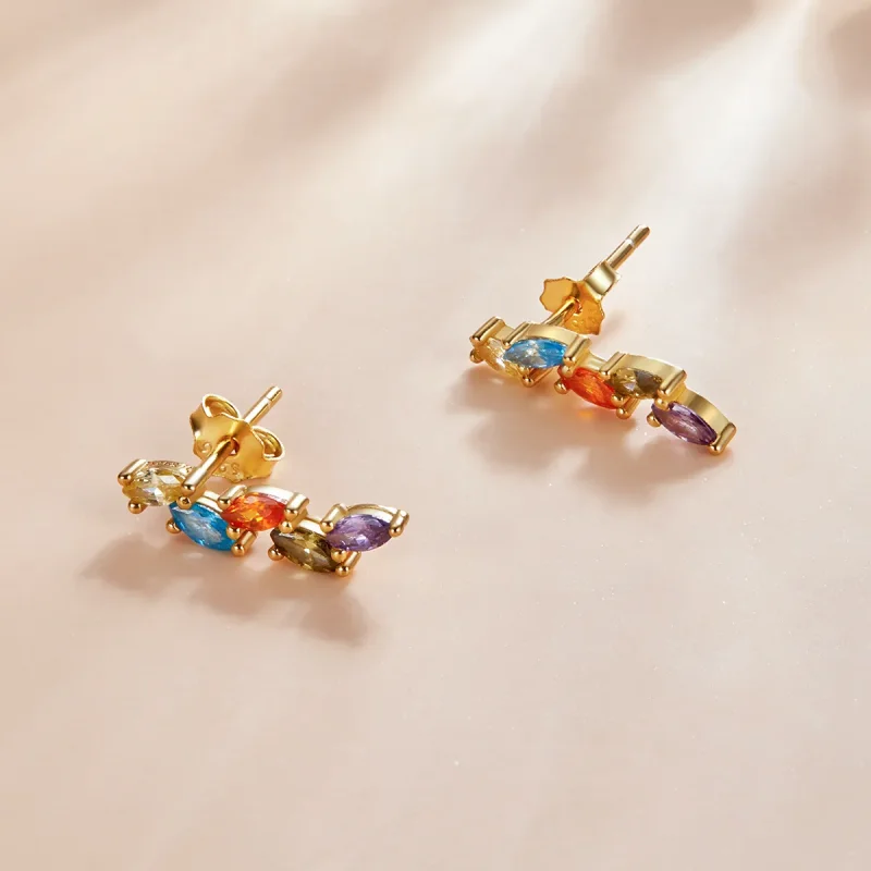 (image for) Pandora Style Colorful Zircon - Olive Stud Earrings - SCE1210 - View 2