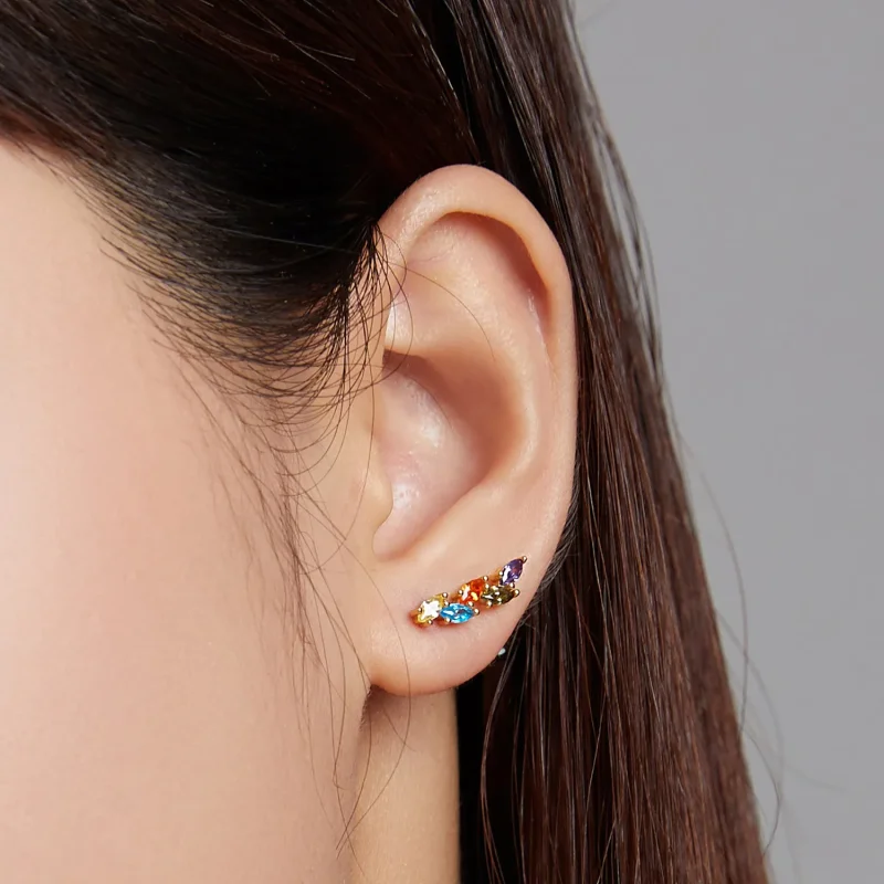 (image for) Pandora Style Colorful Zircon - Olive Stud Earrings - SCE1210 - View 4
