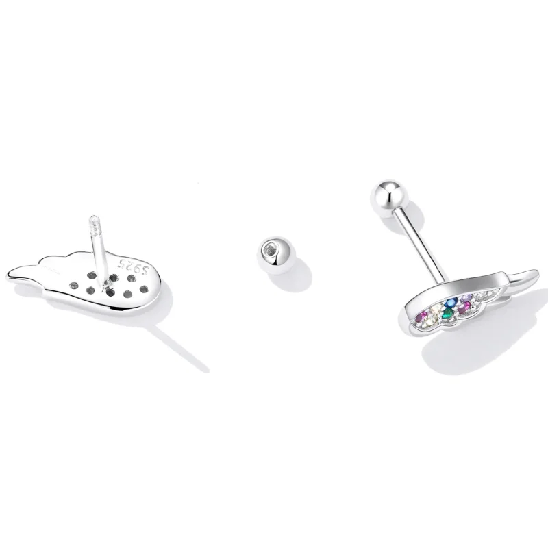 (image for) Pandora Style Colorful Zirconium Wings Stud Earrings - SCE1397 - View 4