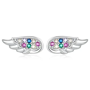 (image for) Pandora Style Colorful Zirconium Wings Stud Earrings - SCE1397