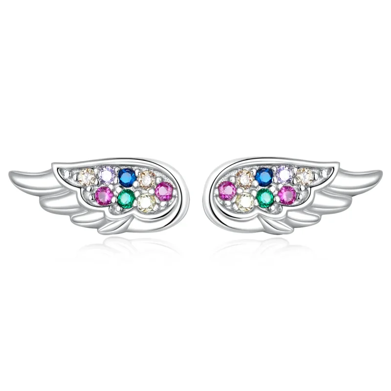 (image for) Pandora Style Colorful Zirconium Wings Stud Earrings - SCE1397
