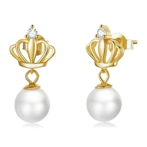 (image for) Pandora Style Crown Shell Beads Stud Earrings - BSE549