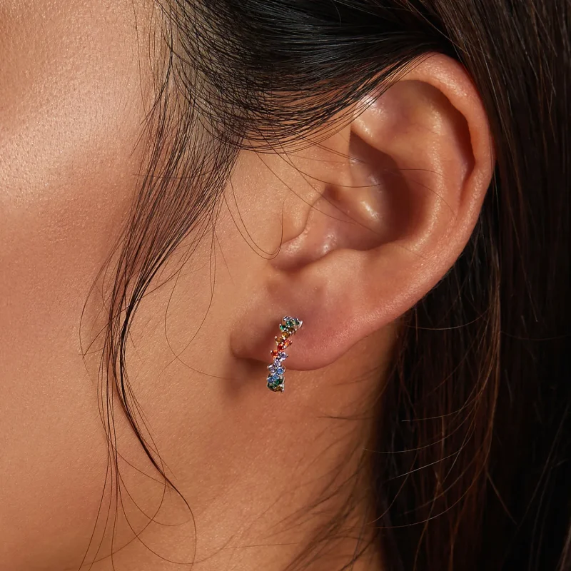 (image for) Pandora Style Curved Color Zirconium Stud Earrings - SCE1272 - View 5
