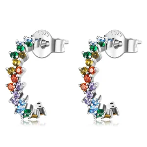 (image for) Pandora Style Curved Color Zirconium Stud Earrings - SCE1272