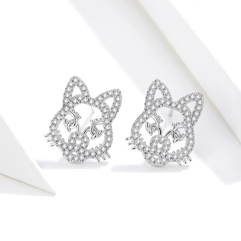 (image for) Pandora Style Cute and Cute Tiger Stud Earrings - SCE763 - View 2