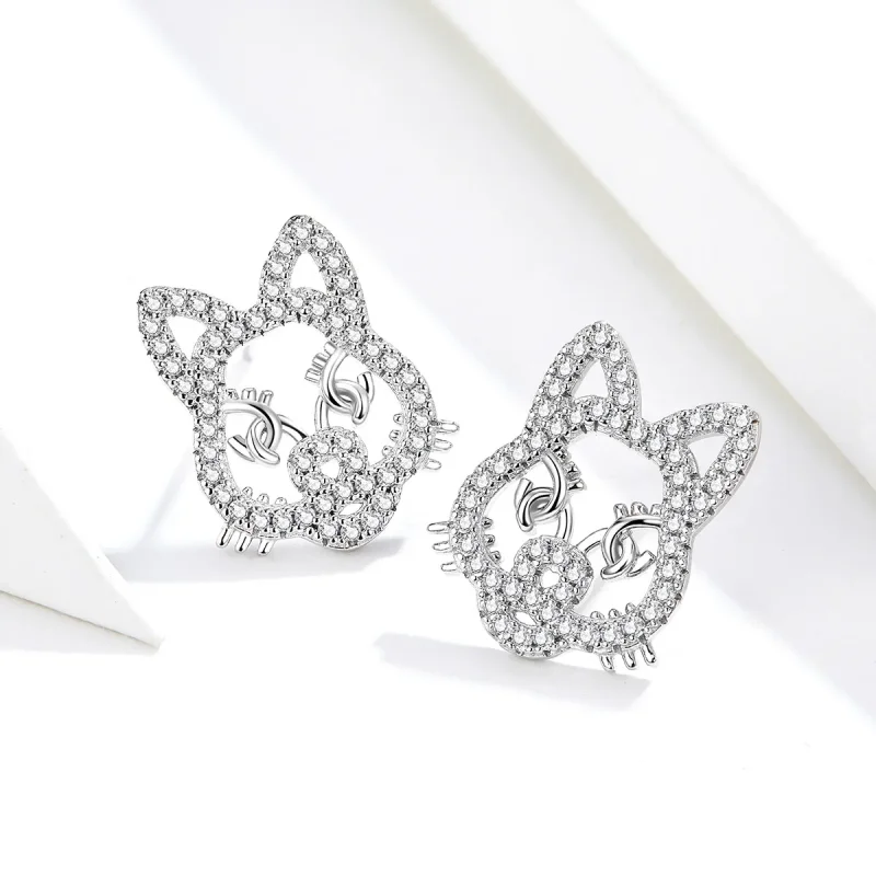 (image for) Pandora Style Cute and Cute Tiger Stud Earrings - SCE763 - View 4