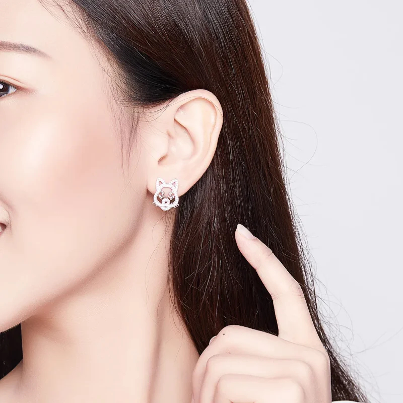 (image for) Pandora Style Cute and Cute Tiger Stud Earrings - SCE763 - View 6