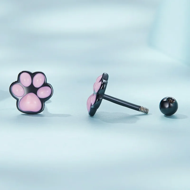 (image for) Pandora Style Cute Cat Paw Stud Earrings - SCE1516 - View 3