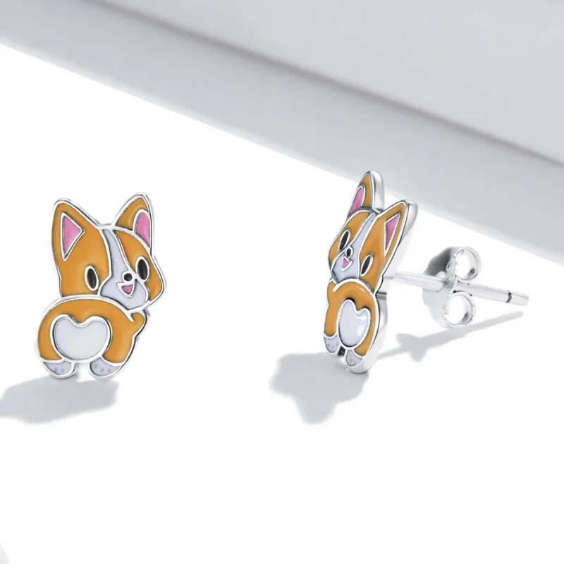 (image for) Pandora Style Cute Corgi Stud Earrings - SCE1281 - View 3