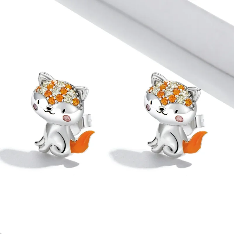 (image for) Pandora Style Cute Fox Stud Earrings - SCE1373 - View 2