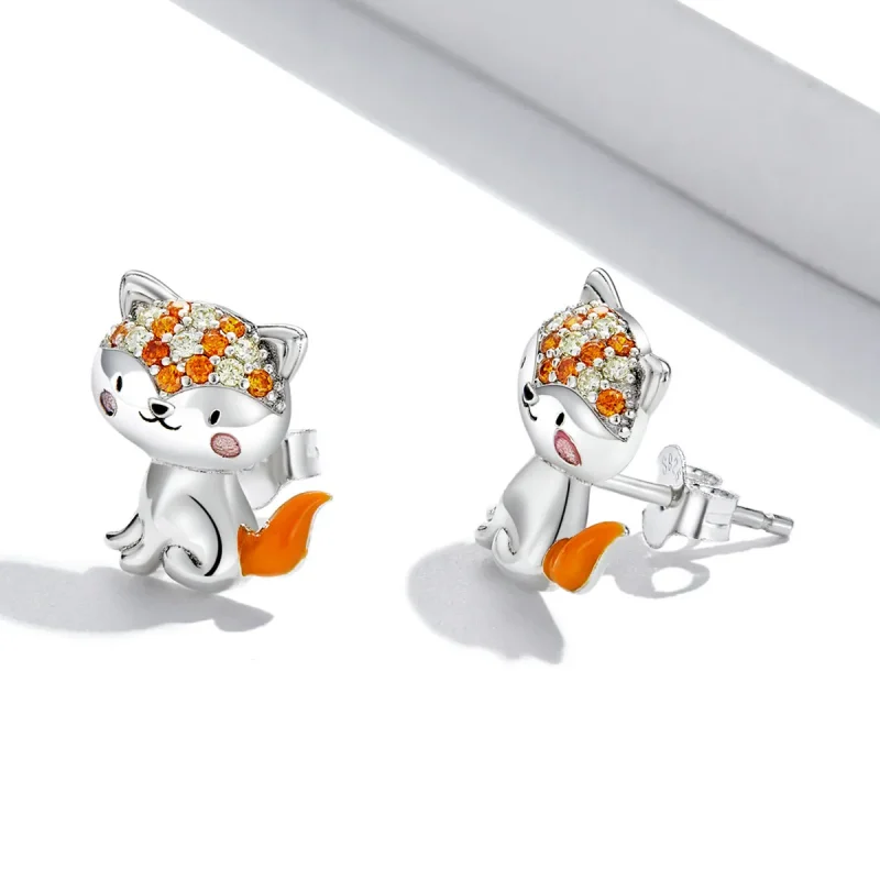 (image for) Pandora Style Cute Fox Stud Earrings - SCE1373 - View 3