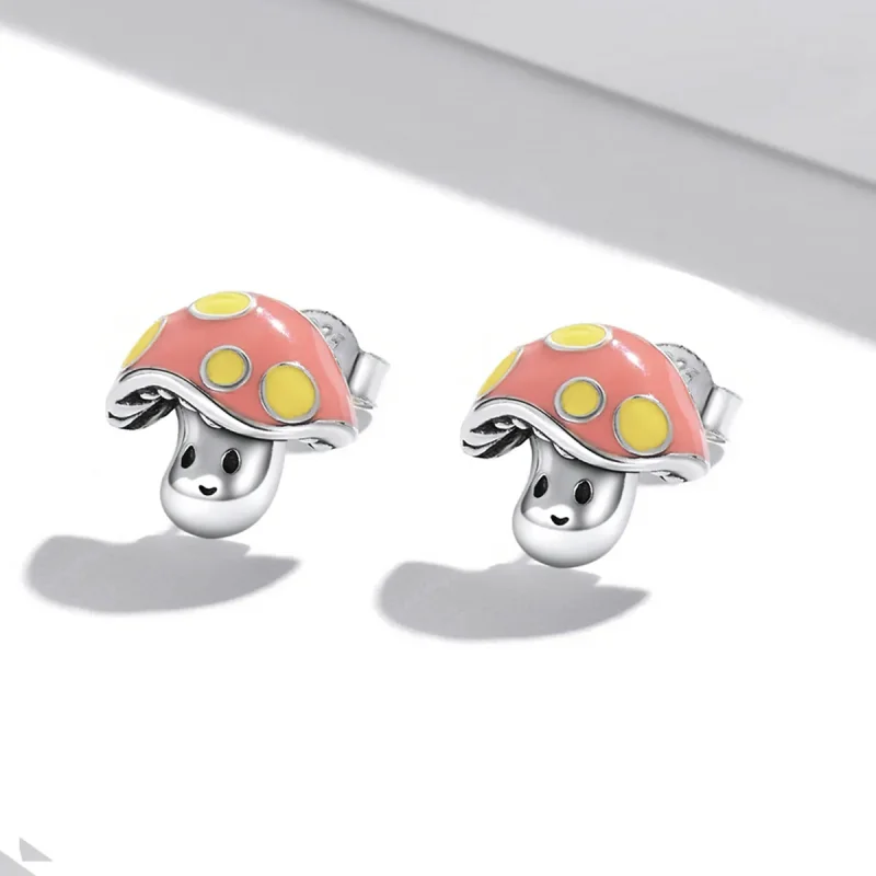 (image for) Pandora Style Cute Little Mushroom Stud Earrings - SCE1336 - View 2