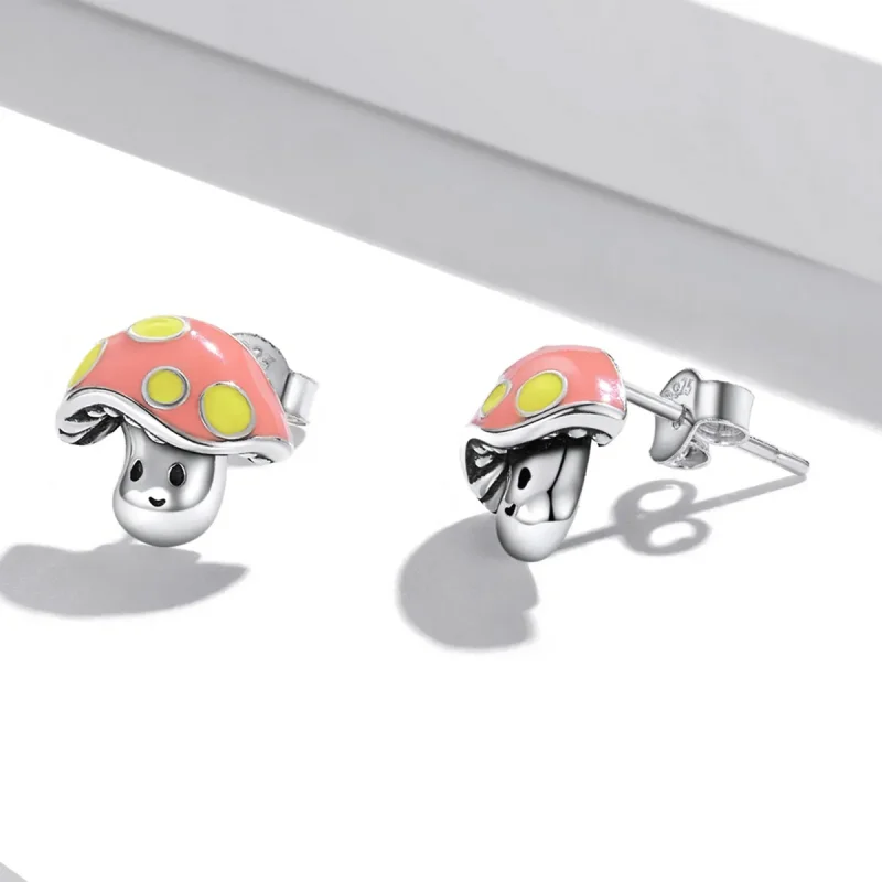 (image for) Pandora Style Cute Little Mushroom Stud Earrings - SCE1336 - View 3