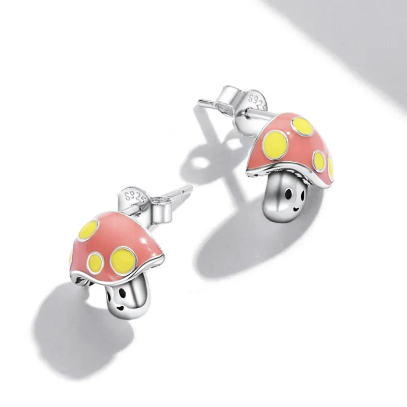 (image for) Pandora Style Cute Little Mushroom Stud Earrings - SCE1336 - View 4