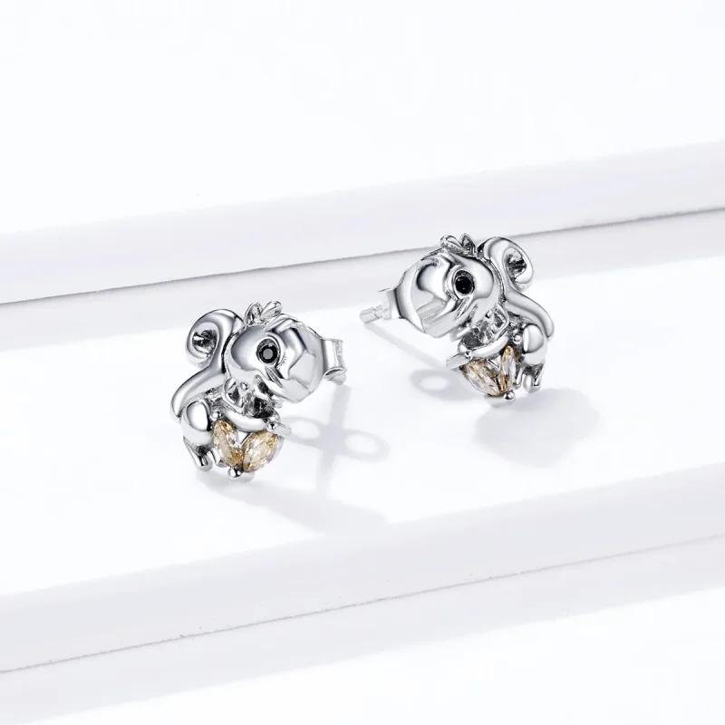 (image for) Pandora Style Cute Squirrel Stud Earrings - BSE417 - View 4