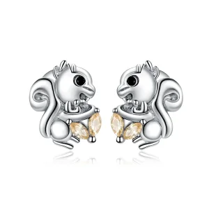 (image for) Pandora Style Cute Squirrel Stud Earrings - BSE417
