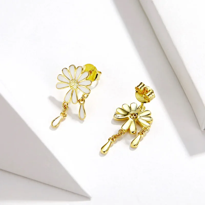 (image for) Pandora Style Daisy Stud Earrings - BSE159 - View 2