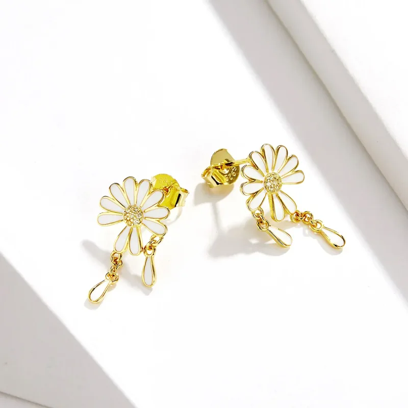 (image for) Pandora Style Daisy Stud Earrings - BSE159 - View 4