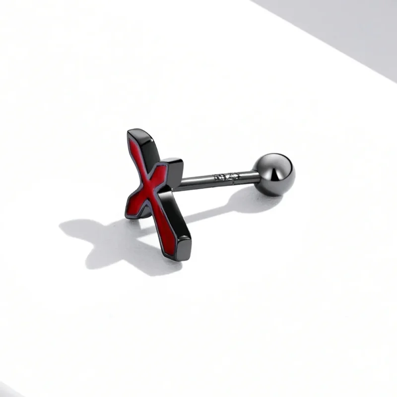 (image for) Pandora Style Dark Cross Stud Earrings - SCE1327 - View 3