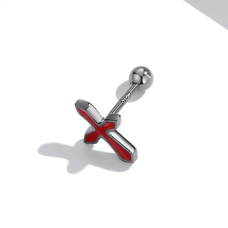 (image for) Pandora Style Dark Cross Stud Earrings - SCE1327 - View 4