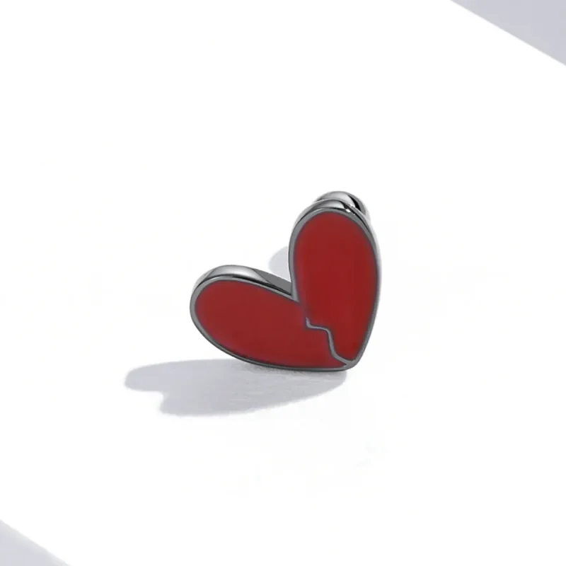 (image for) Pandora Style Dark Heart Stud Earrings - SCE1326 - View 2