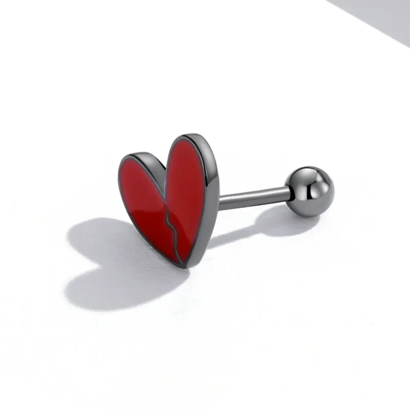 (image for) Pandora Style Dark Heart Stud Earrings - SCE1326 - View 3