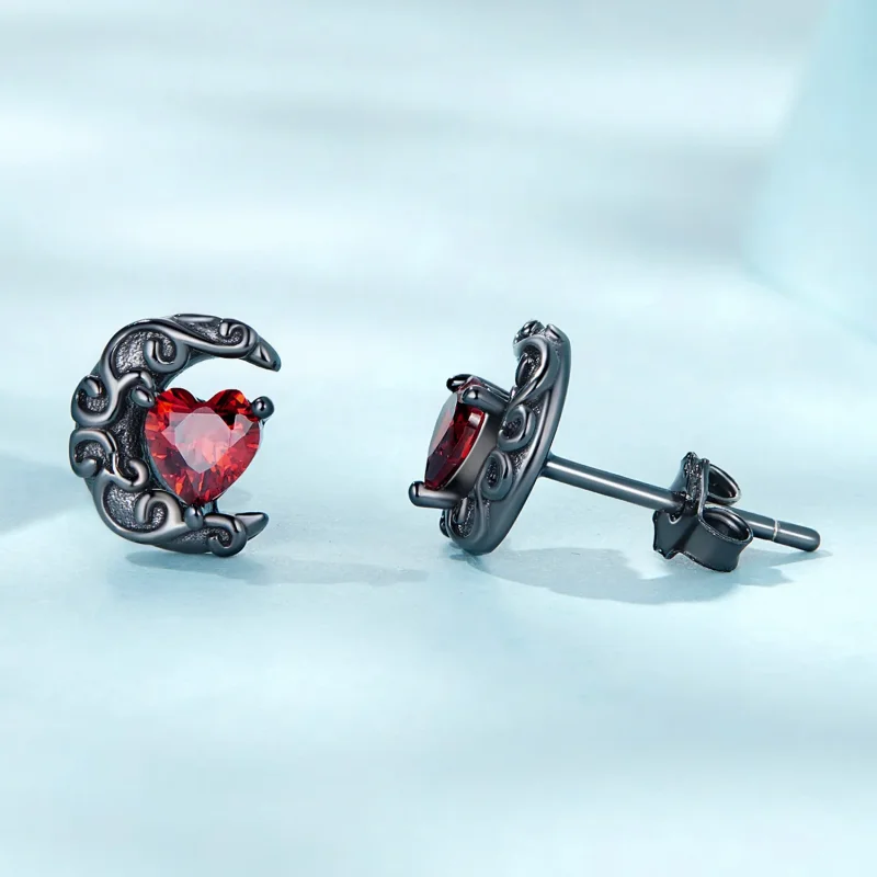 (image for) Pandora Style Dark Night Moonlight Stud Earrings - SCE1519 - View 3