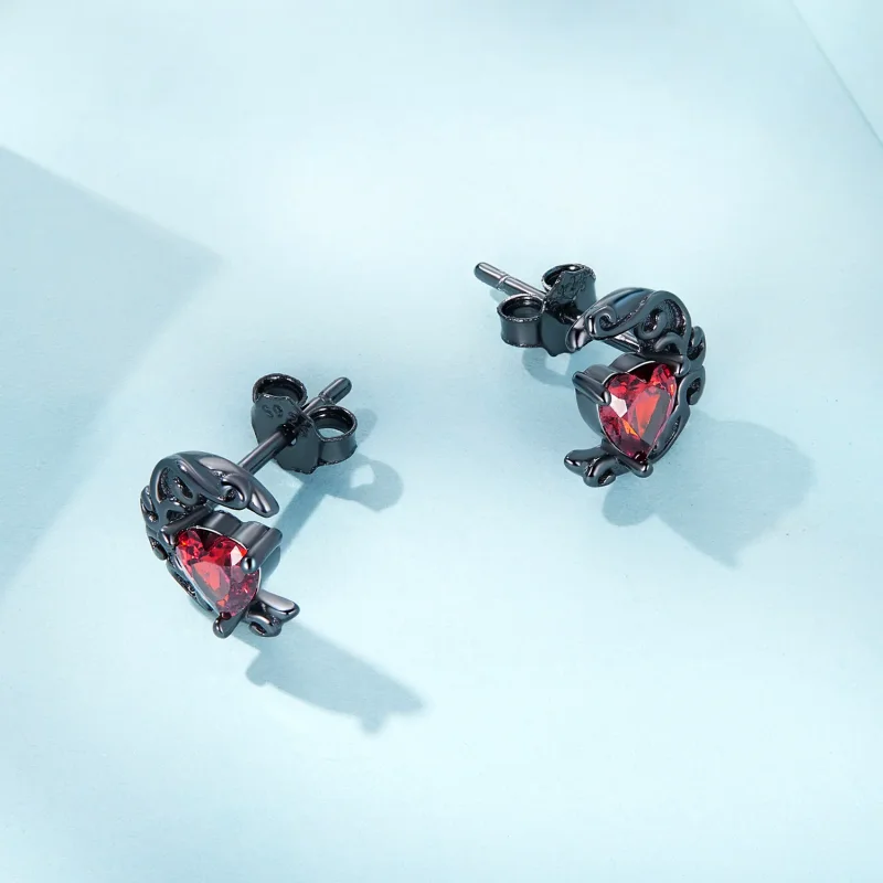 (image for) Pandora Style Dark Night Moonlight Stud Earrings - SCE1519 - View 4
