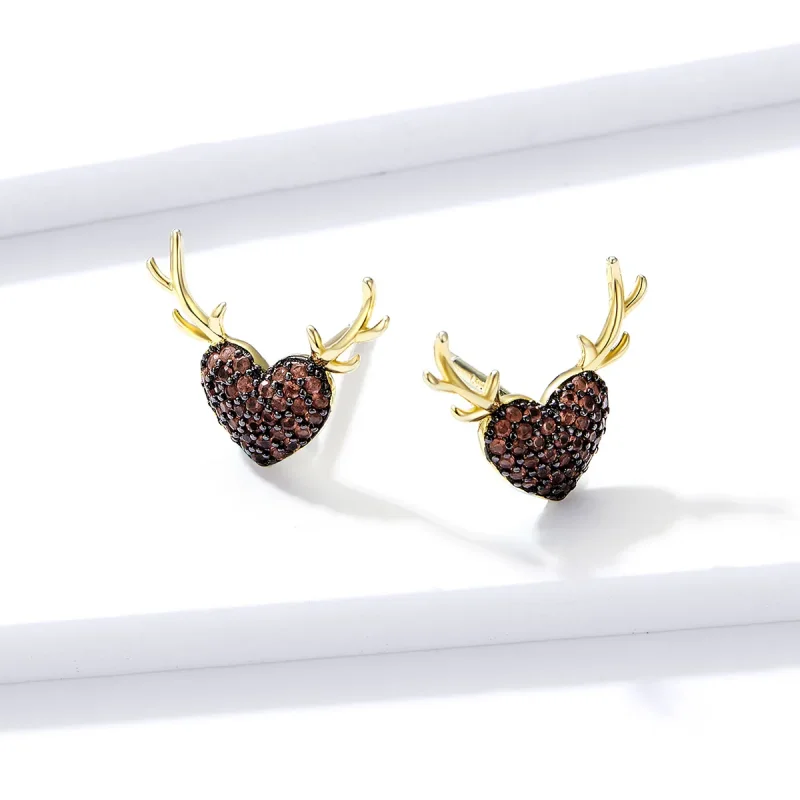 (image for) Pandora Style Deer Love Stud Earrings - BSE313 - View 4