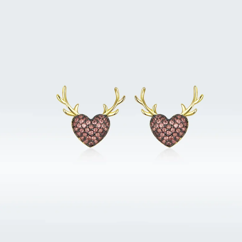 (image for) Pandora Style Deer Love Stud Earrings - BSE313