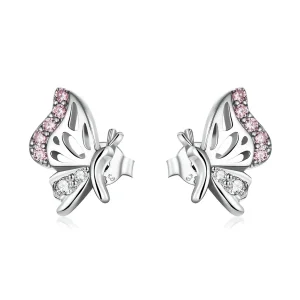 (image for) Pandora Style Delicate Butterfly Stud Earrings - BSE574