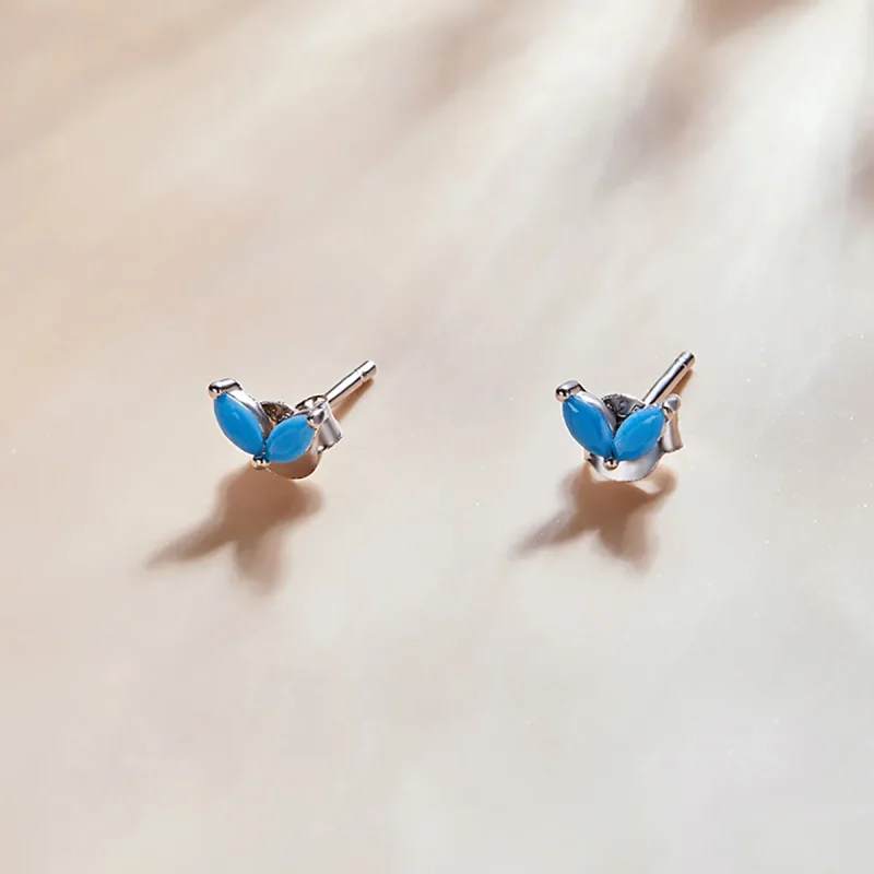 (image for) Pandora Style Delicate Butterfly Stud Earrings - SCE1240-BU - View 2
