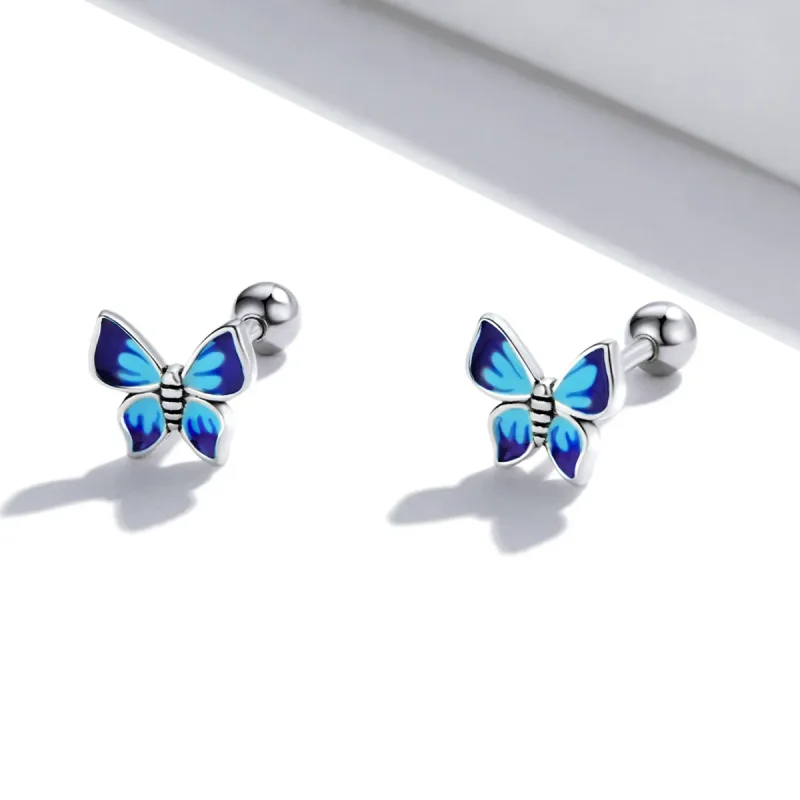 (image for) Pandora Style Delicate Butterfly Stud Earrings - SCE1285 - View 2