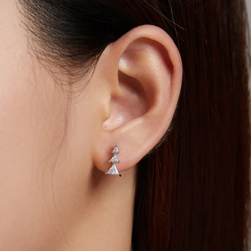 (image for) Pandora Style Delicate Christmas Tree Stud Earrings - SCE1268-A - View 3