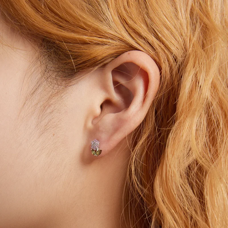(image for) Pandora Style Delicate Flowers Stud Earrings - BSE592-PK - View 4
