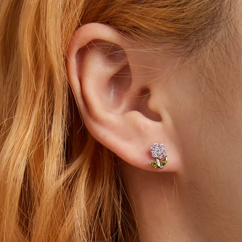 (image for) Pandora Style Delicate Flowers Stud Earrings - BSE592-PK - View 5