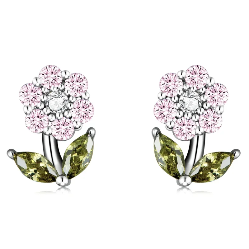 (image for) Pandora Style Delicate Flowers Stud Earrings - BSE592-PK
