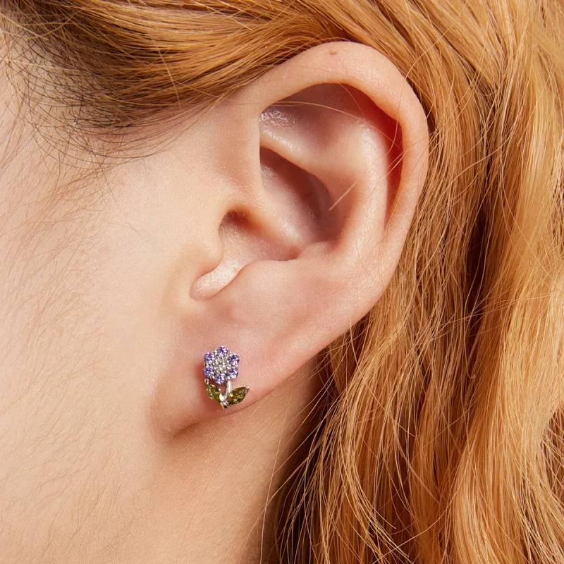 (image for) Pandora Style Delicate Flowers Stud Earrings - BSE592-VT - View 3