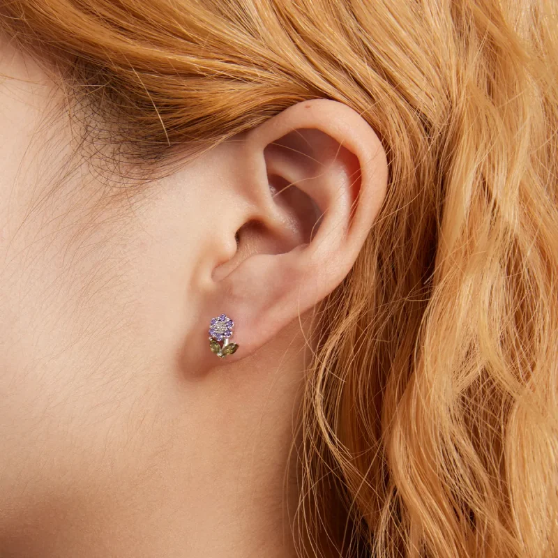 (image for) Pandora Style Delicate Flowers Stud Earrings - BSE592-VT - View 4