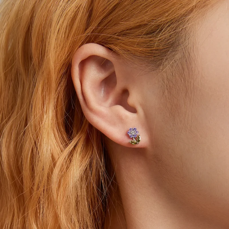 (image for) Pandora Style Delicate Flowers Stud Earrings - BSE592-VT - View 5
