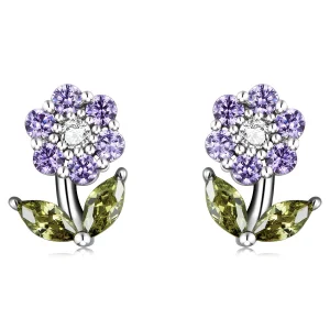 (image for) Pandora Style Delicate Flowers Stud Earrings - BSE592-VT