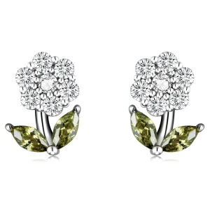 (image for) Pandora Style Delicate Flowers Stud Earrings - BSE592-WH