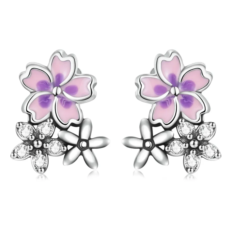 (image for) Pandora Style Delicate Flowers Stud Earrings - SCE1390
