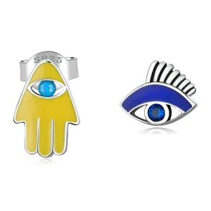 (image for) Pandora Style Devil Eye Lucky Hand Set Stud Earrings - SCE1341