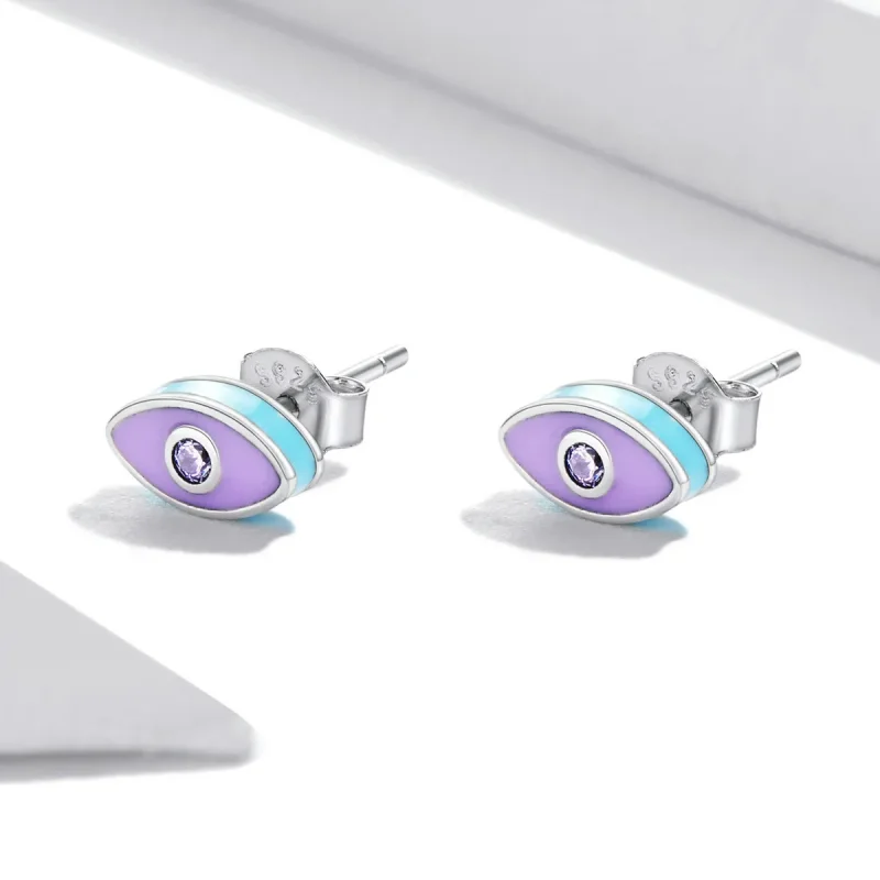 (image for) Pandora Style Devil Eye Stud Earrings - SCE1367 - View 2