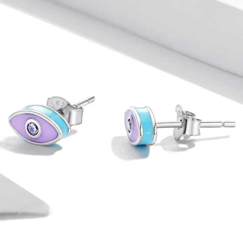 (image for) Pandora Style Devil Eye Stud Earrings - SCE1367 - View 3