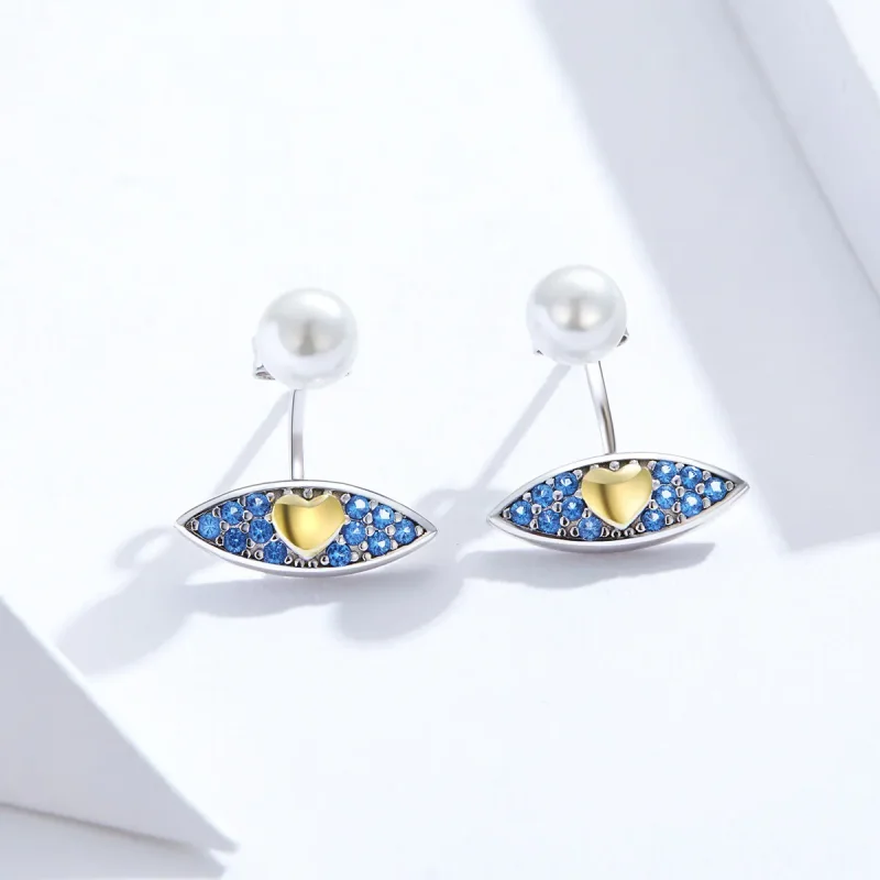 (image for) Pandora Style Devil Eye Stud Earrings - SCE822 - View 2