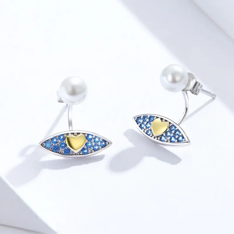 (image for) Pandora Style Devil Eye Stud Earrings - SCE822 - View 3