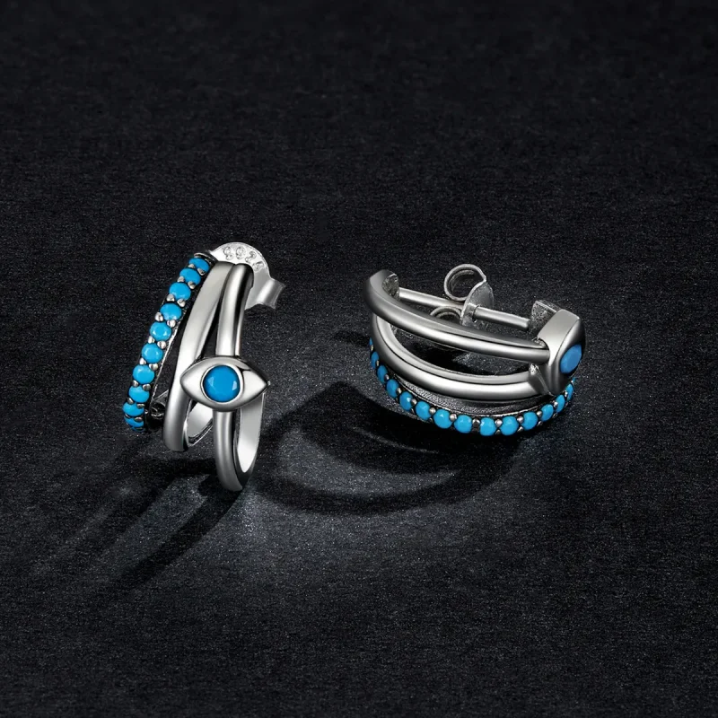 (image for) Pandora Style Devil's Eye Circle Stud Earrings - BSE571 - View 5